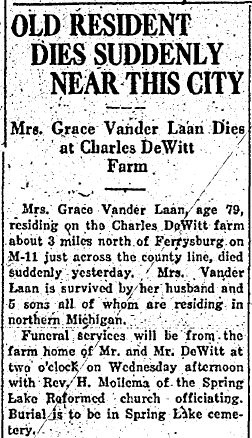 1924 Spring Lake Obituary